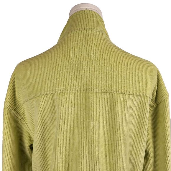 NEW Aerie X-Small Cropped Lime Green Ribbed Jacket Cotton Corduroy Zip Close - Picture 9 of 15